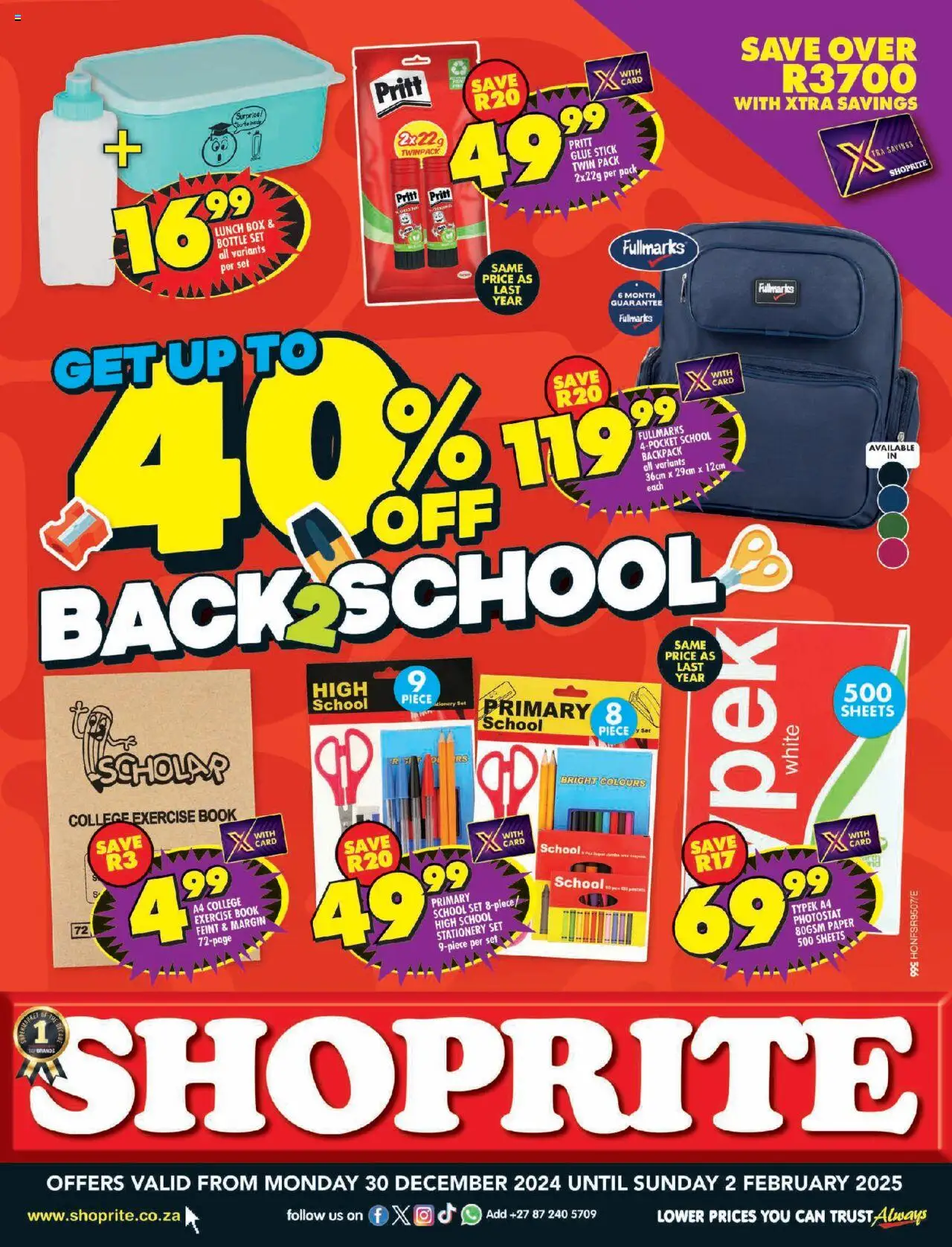 Shoprite Back To School 30/12/2024 - 02/02/2025/2024