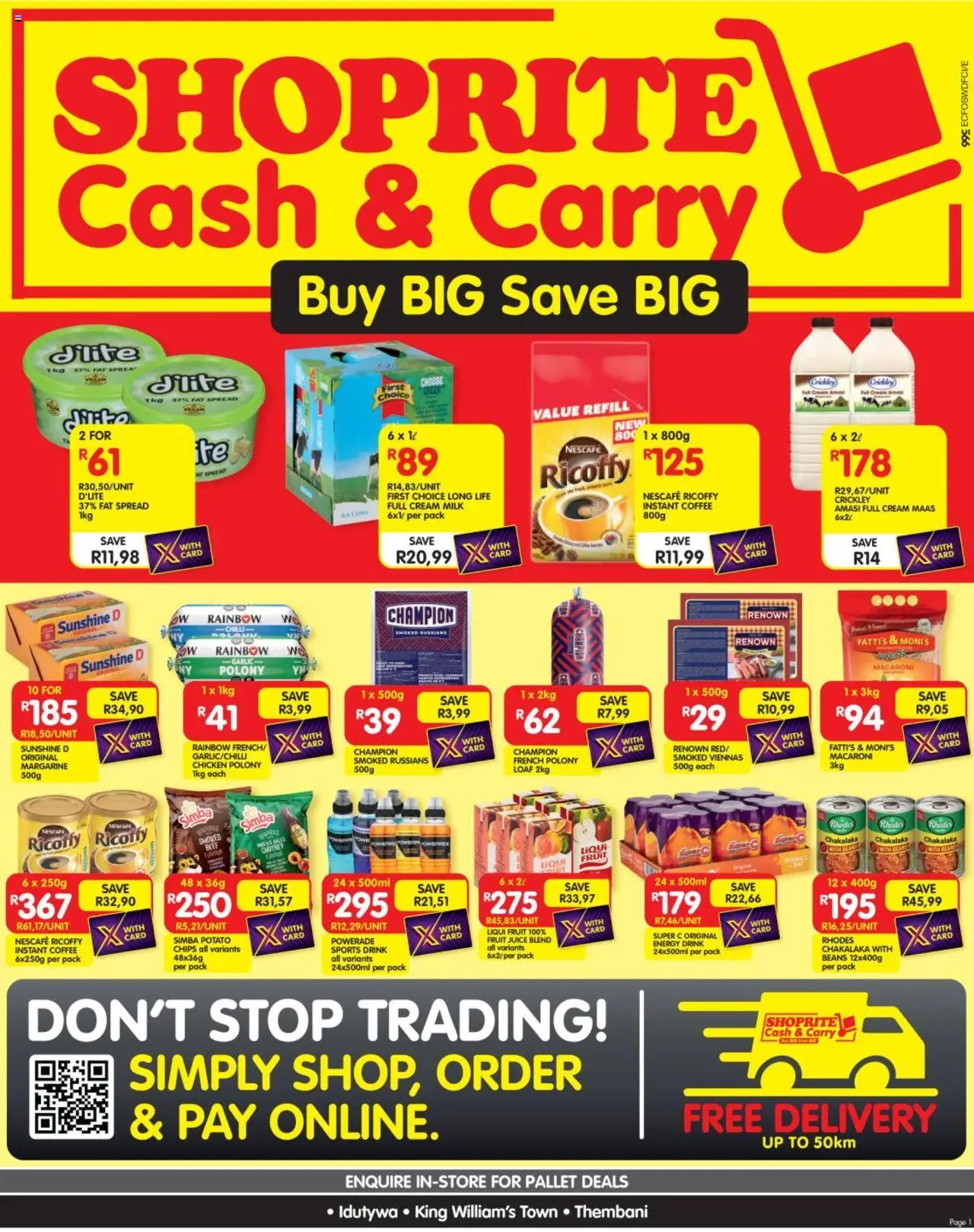 Shoprite Eastern Cape - Cash & Carry Month-End Deals Idutywa, King William's Town & Thembani 17/12/2024 - 05/01/2025/2024