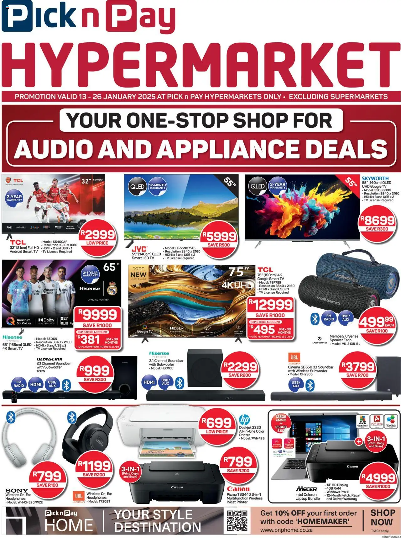 Pick n Pay Hyper Audio & Appliance Specials from 13/01 - 26/01/2025