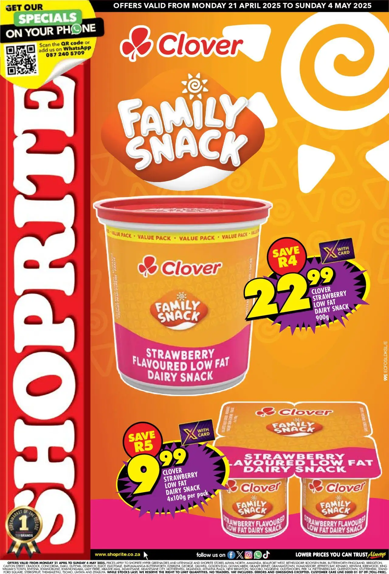 Shoprite Eastern Cape - Clover Deals 21/04 - 04/05/2025