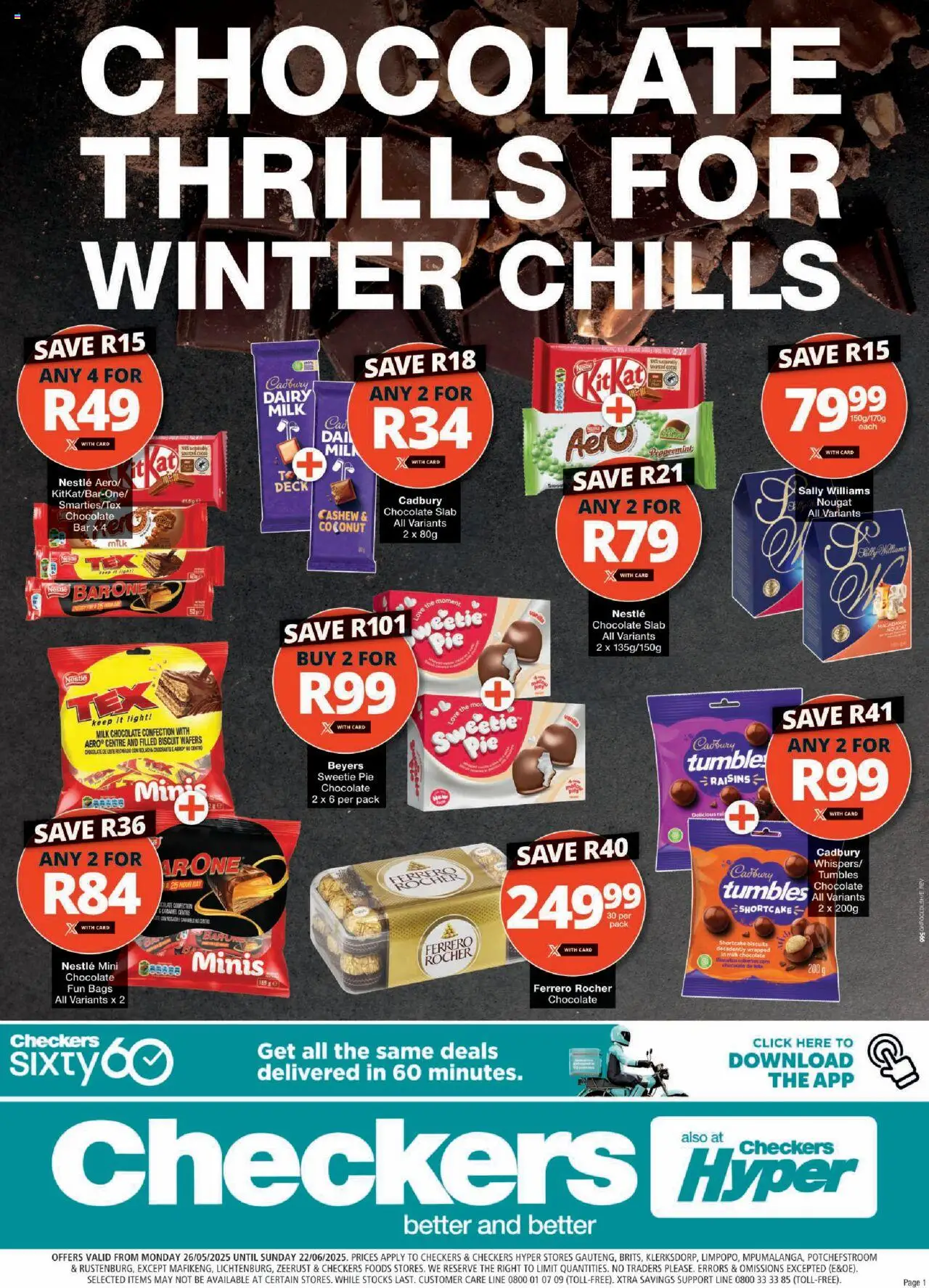 Checkers Gauteng - Chocolate Promotion 26/05 - 08/06/2025
