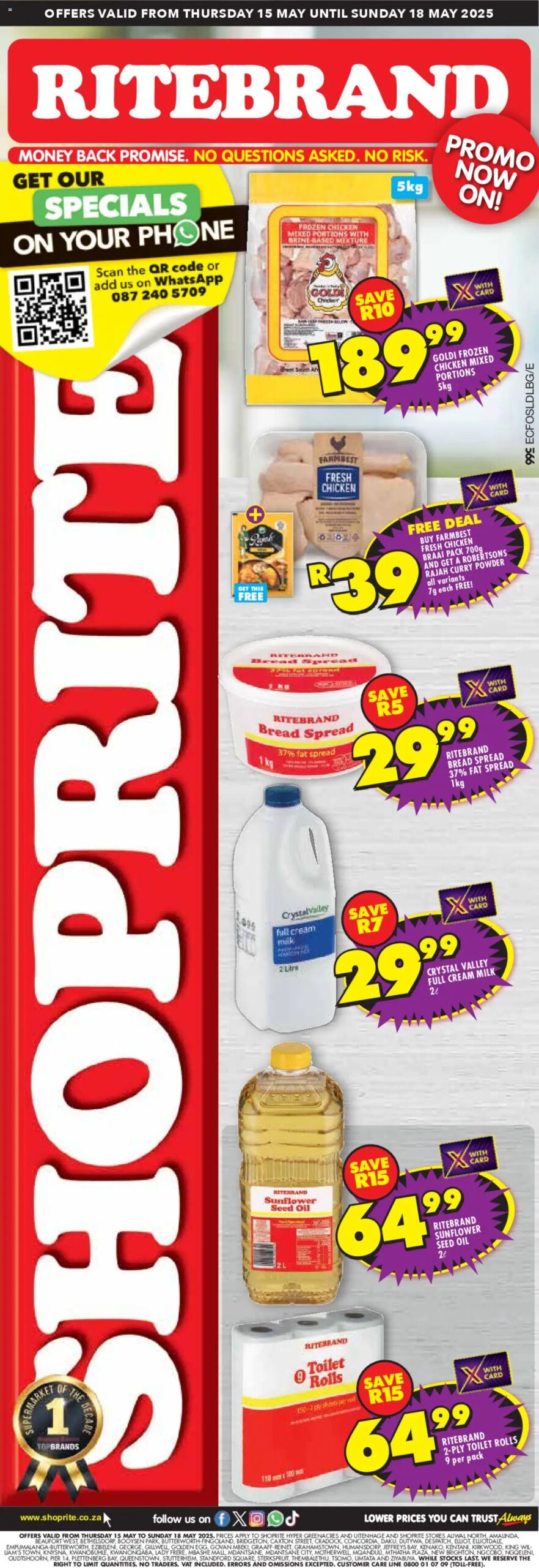 Shoprite Eastern Cape - Ritebrand Savings Exclusive 15/05 - 18/05/2025