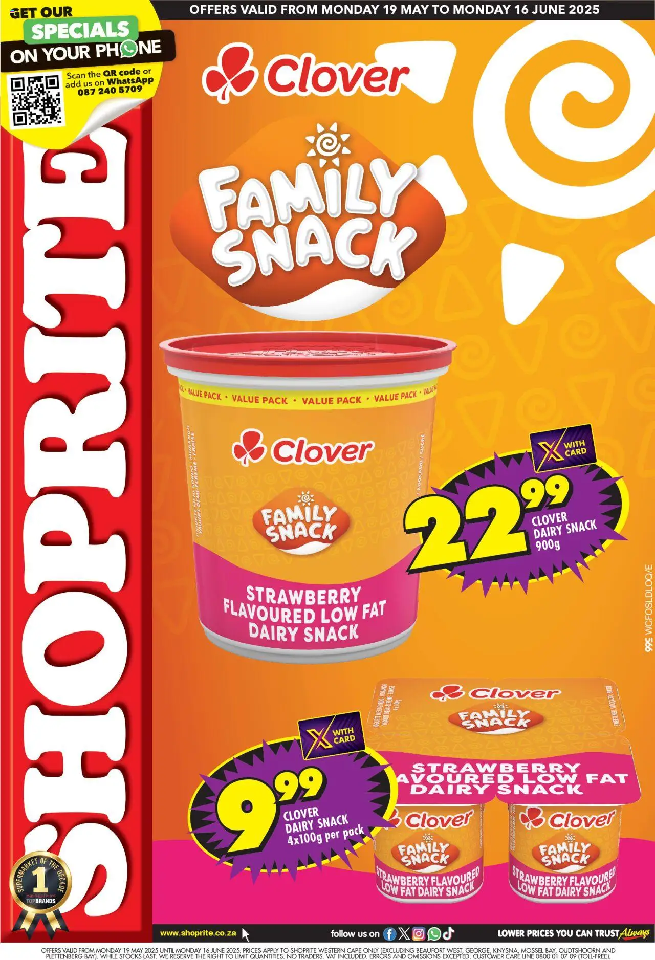 Shoprite Western Cape - Clover Savings 19/05 - 16/06/2025