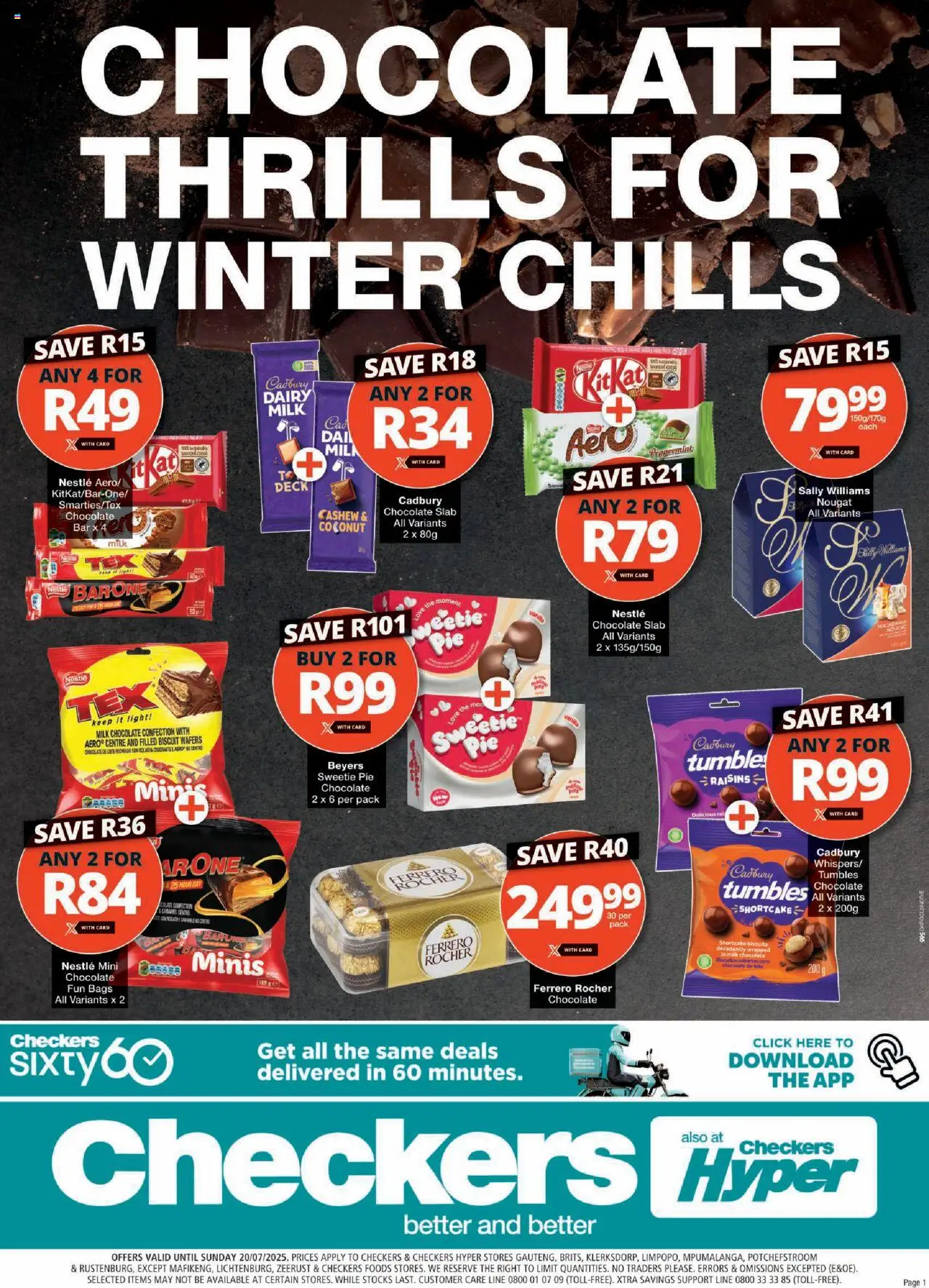 Checkers Gauteng - Chocolate Promotion 26/06 - 20/07/2025 >> Catalogue - Milk, Chocolate, Raisins, Light, Biscuits, Caramel