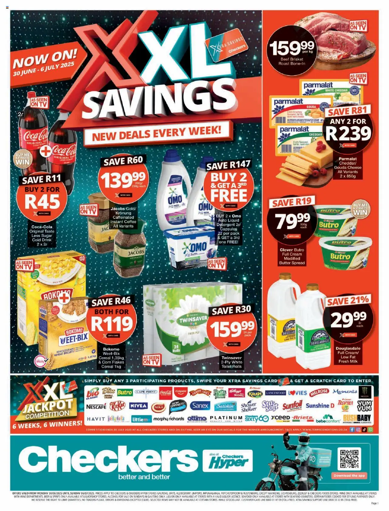 Checkers Gauteng - XXL Savings Week 4 Deals 30/06 - 06/07/2025 >> Catalogue - Butter, Cheese, Detergent, Biscuits, TV, Alcohol, Cheddar, Spread