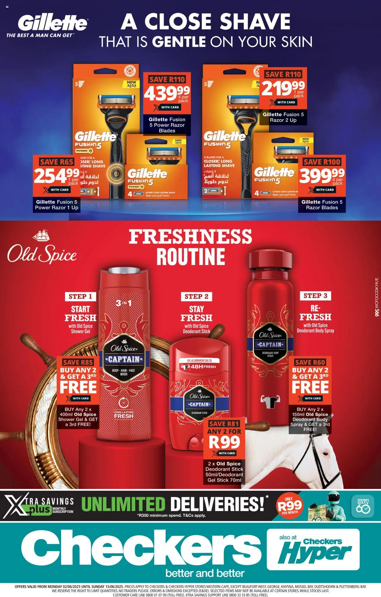 Checkers Western Cape - Gillette & Old Spice Promotion 02/06 - 15/06/2025 >> Catalogue - Shower, Shower gel, Deodorant, Body spray