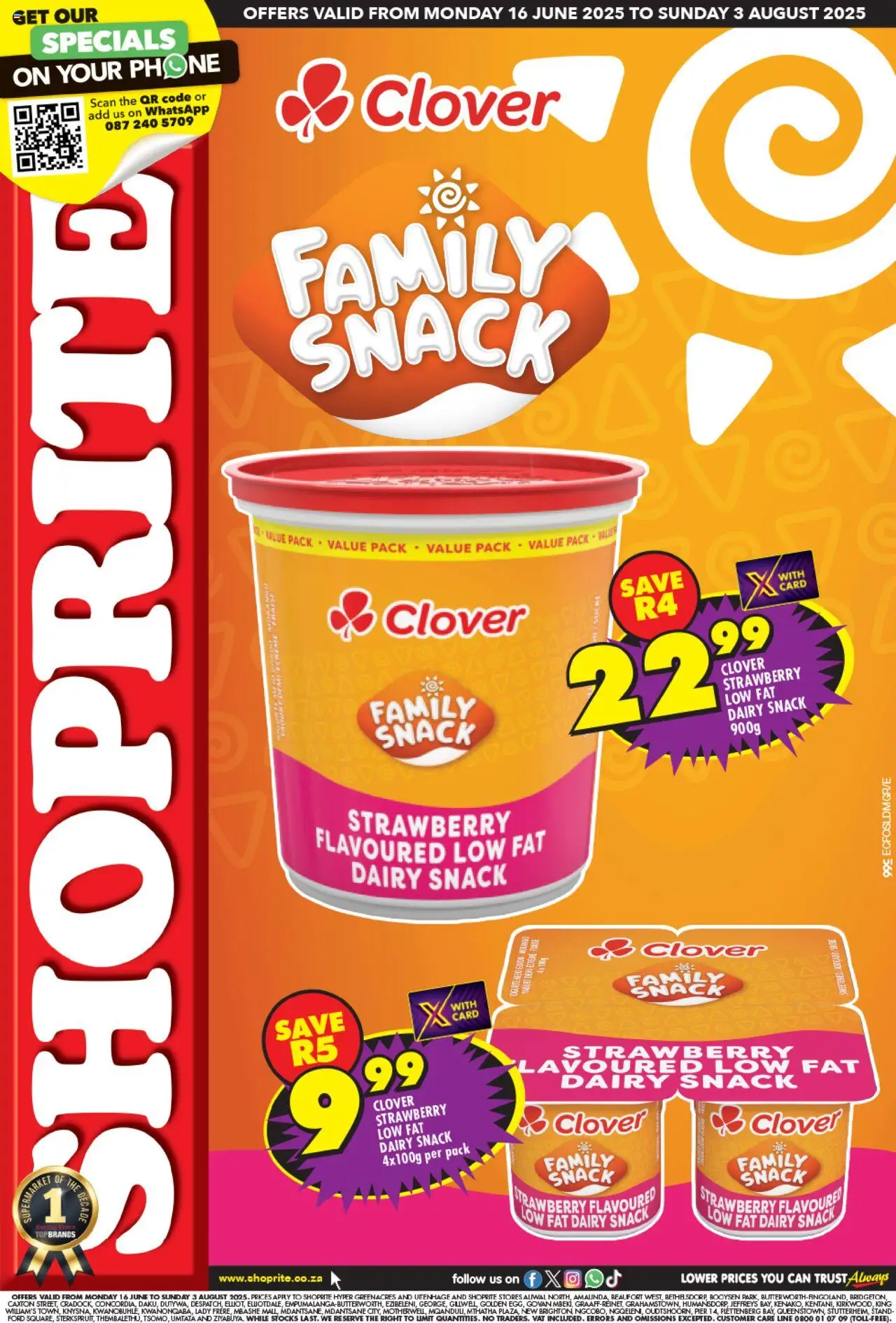 Shoprite Eastern Cape - Clover Savings 16/06 - 03/08/2025