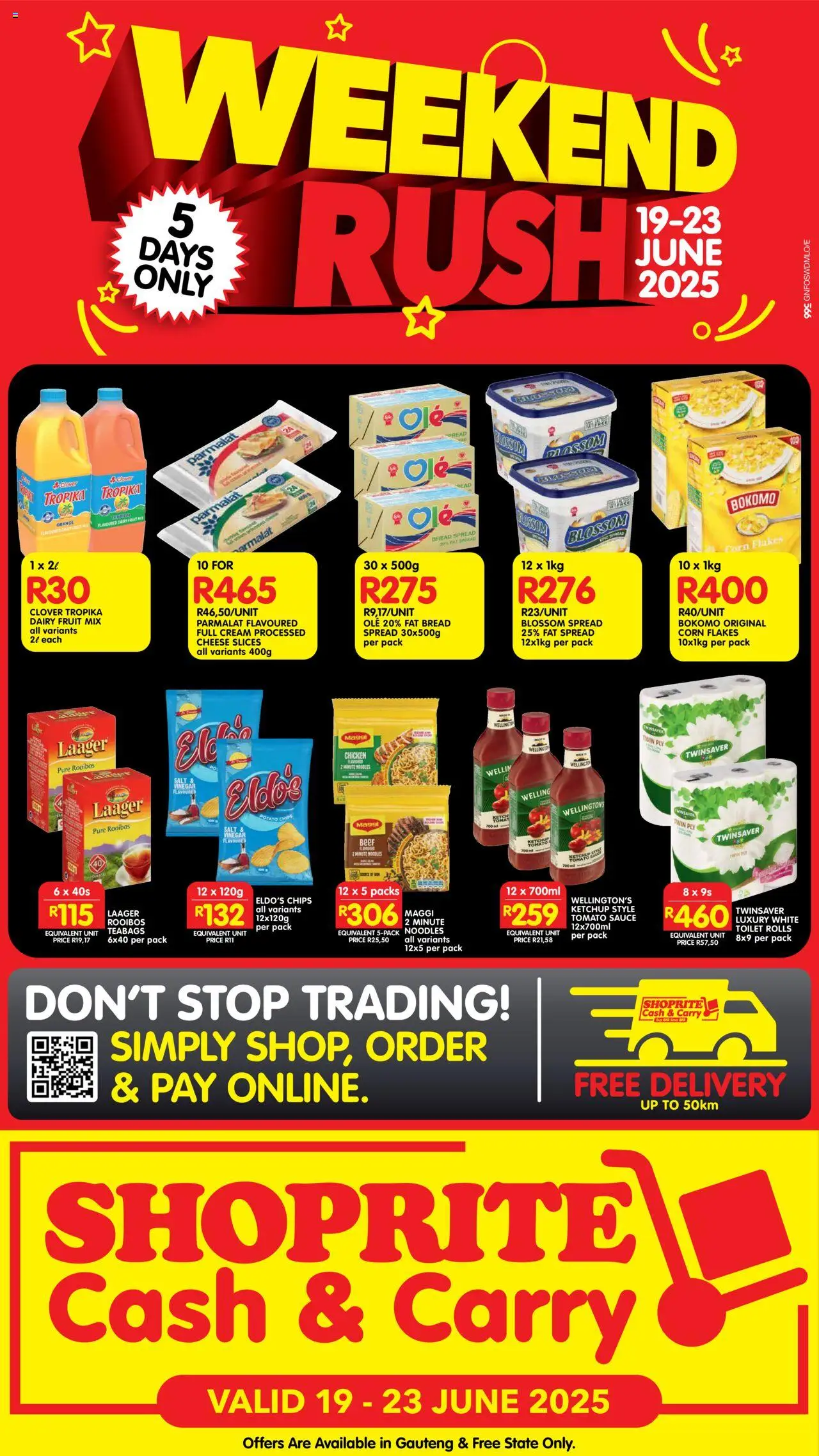 Shoprite Gauteng - Cash & Carry Weekend Rush 19/06 - 23/06/2025 >> Catalogue