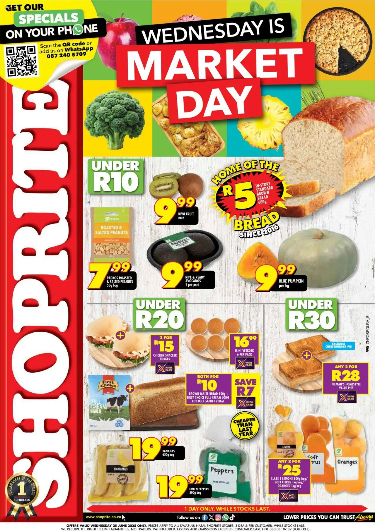 Shoprite KwaZulu-Natal - Market Day Deals 25/06 - 25/06/2025 >> Catalogue - Milk, Bread, Bananas, Cream, Avocados, Bag, Peanuts, Lemons
