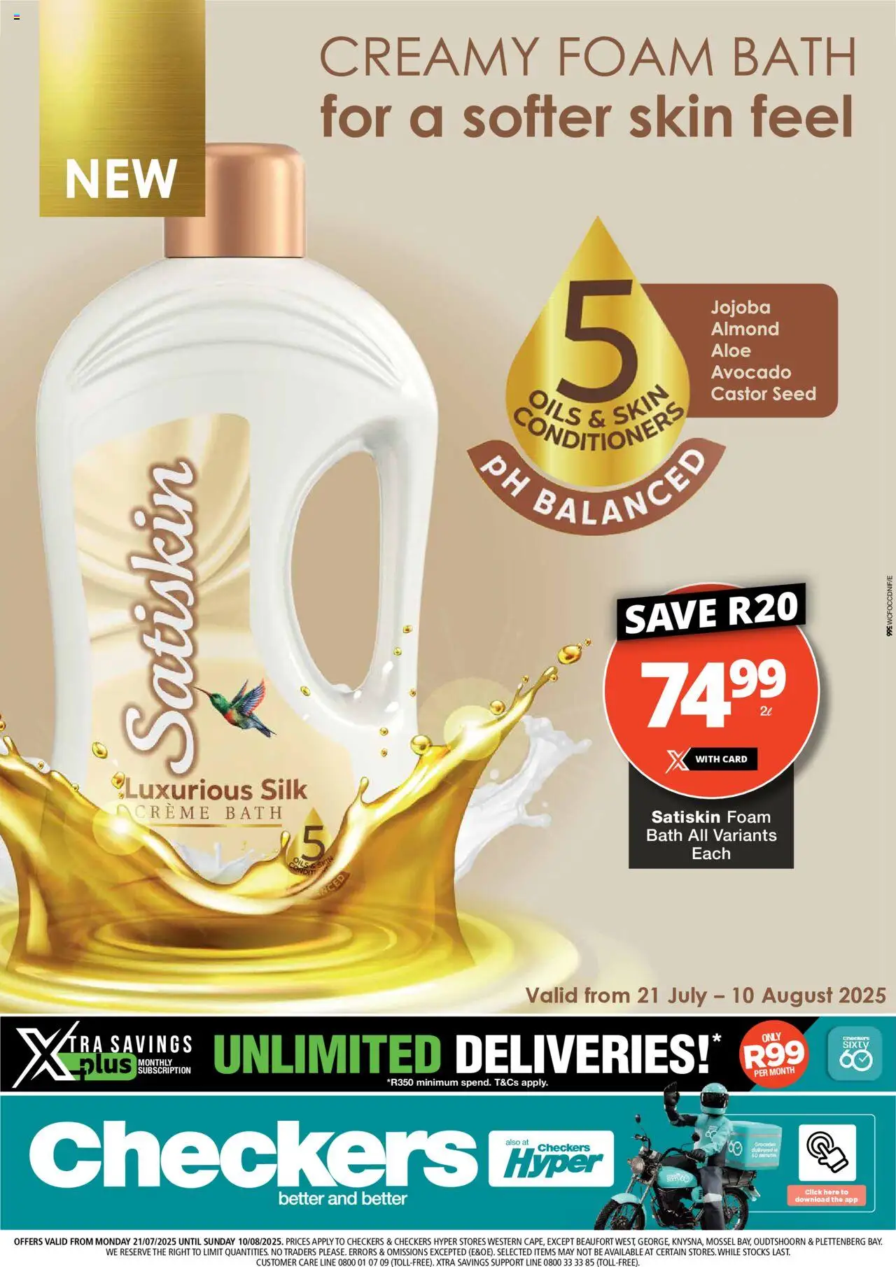 Checkers Western Cape - Satiskin Promotion 21/07 - 10/08/2025 >> Catalogue