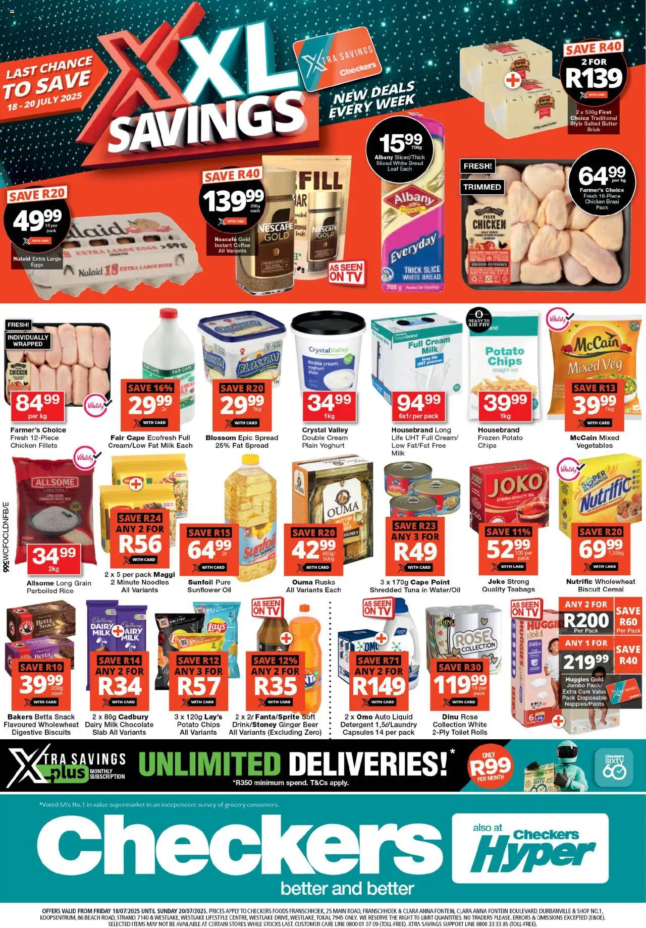 Checkers Western Cape - XXL Savings Deals 18/07 - 20/07/2025 >> Catalogue