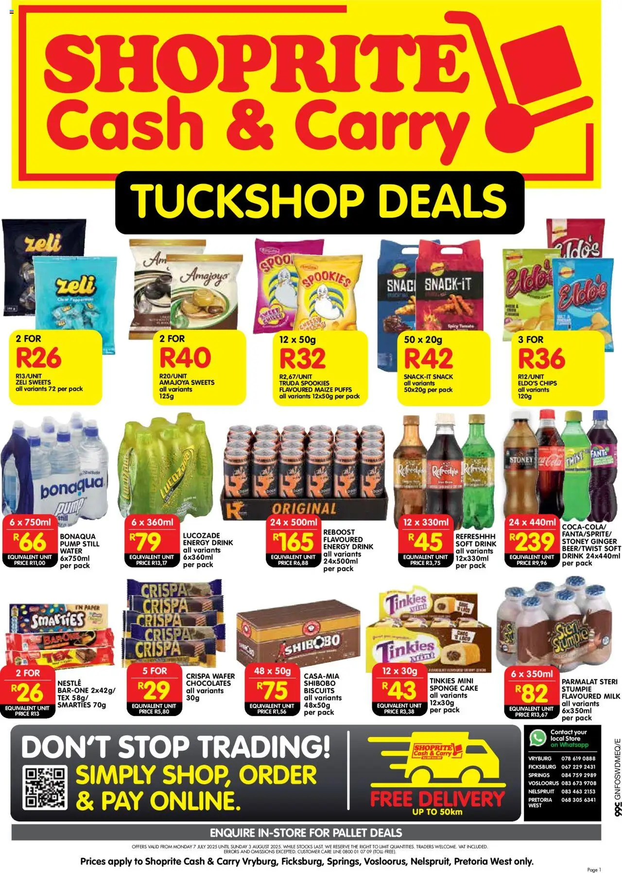 Shoprite Gauteng - Cash & Carry Tuckshop Deals Selected Stores 07/07 - 03/08/2025