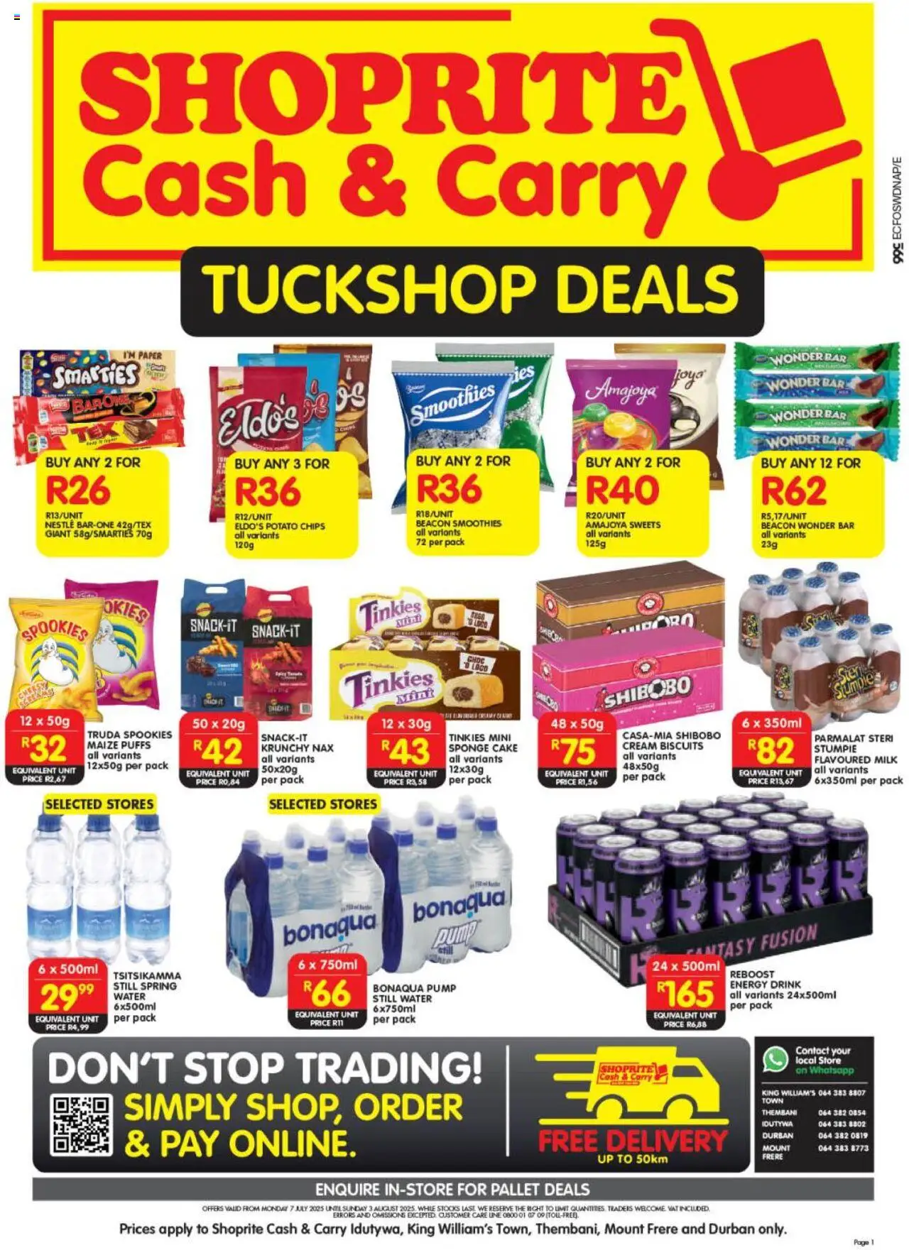 Shoprite KwaZulu-Natal - Cash & Carry Tuckshop Deals Durban & Mount Frere 07/07 - 03/08/2025