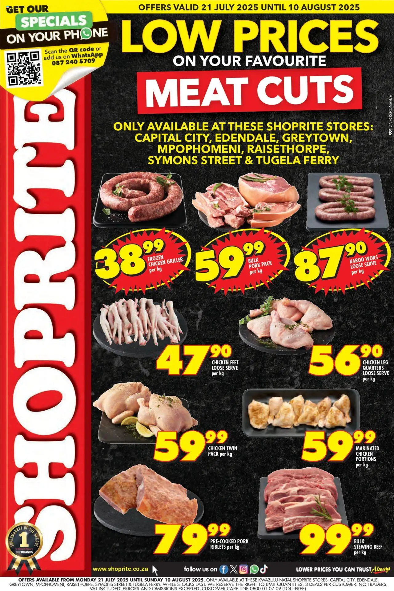 Shoprite KwaZulu-Natal - Low Price Meat Exclusive 21/07 - 10/08/2025 >> Catalogue