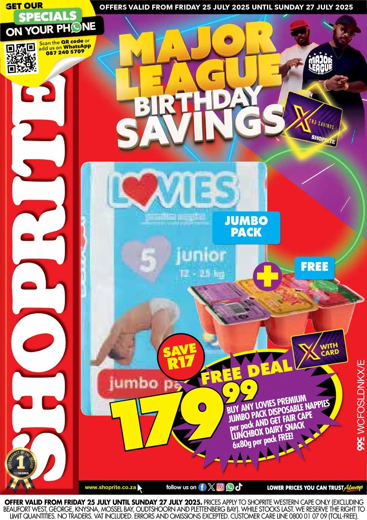 Shoprite Western Cape - Major Deals Lovies 25/07 - 27/07/2025