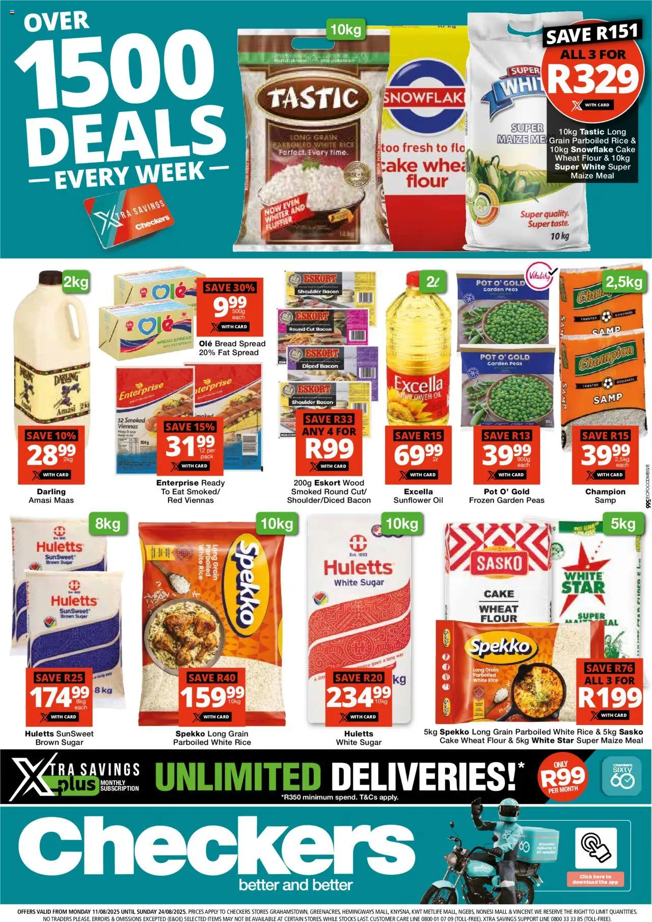 Checkers Eastern Cape - Xtra Savings 11/08 - 24/08/2025 >> Catalogue - Oil, Bread, Sugar, Flour, Maize meal, Bacon, Spread, Fat spread