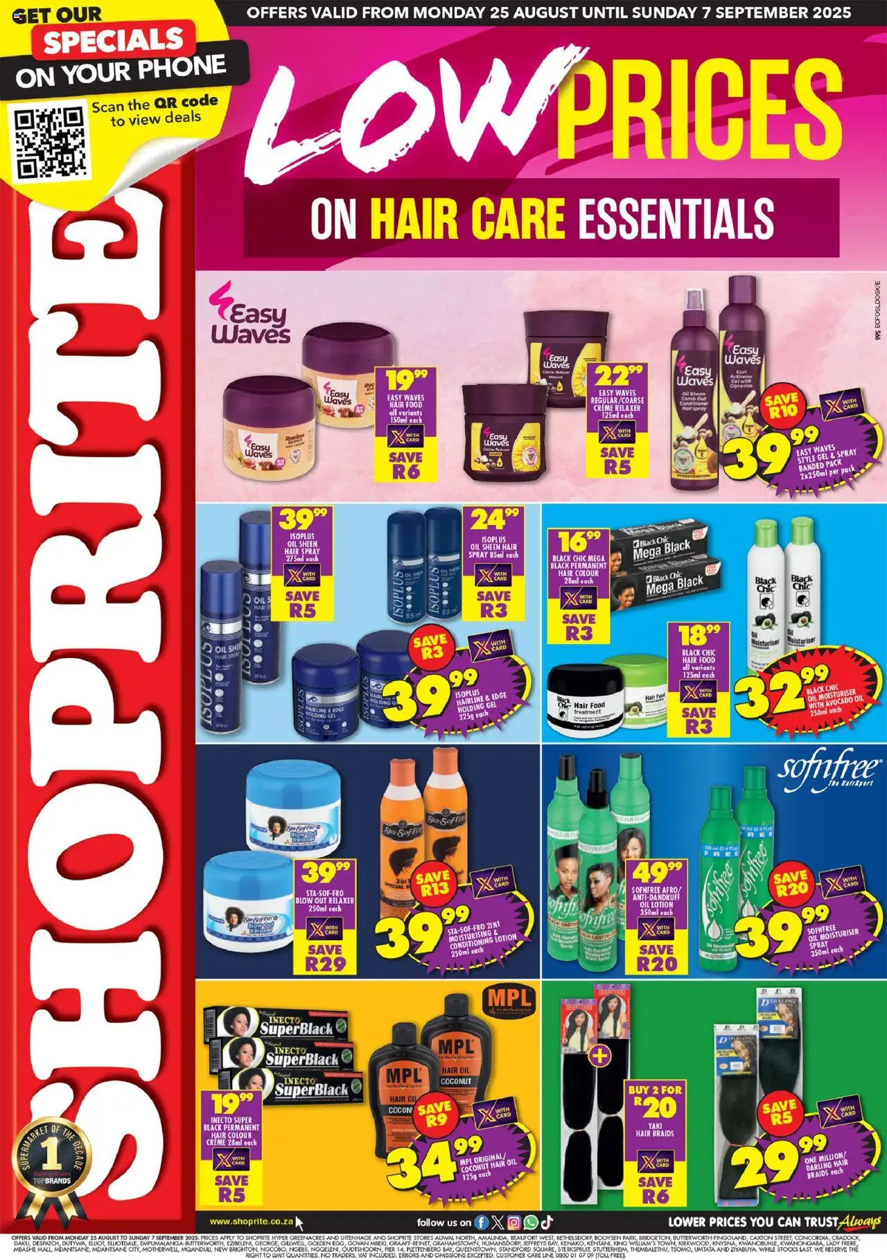 Shoprite Eastern Cape - Hair Care Essentials 25/08 - 07/09/2025 >> Catalogue