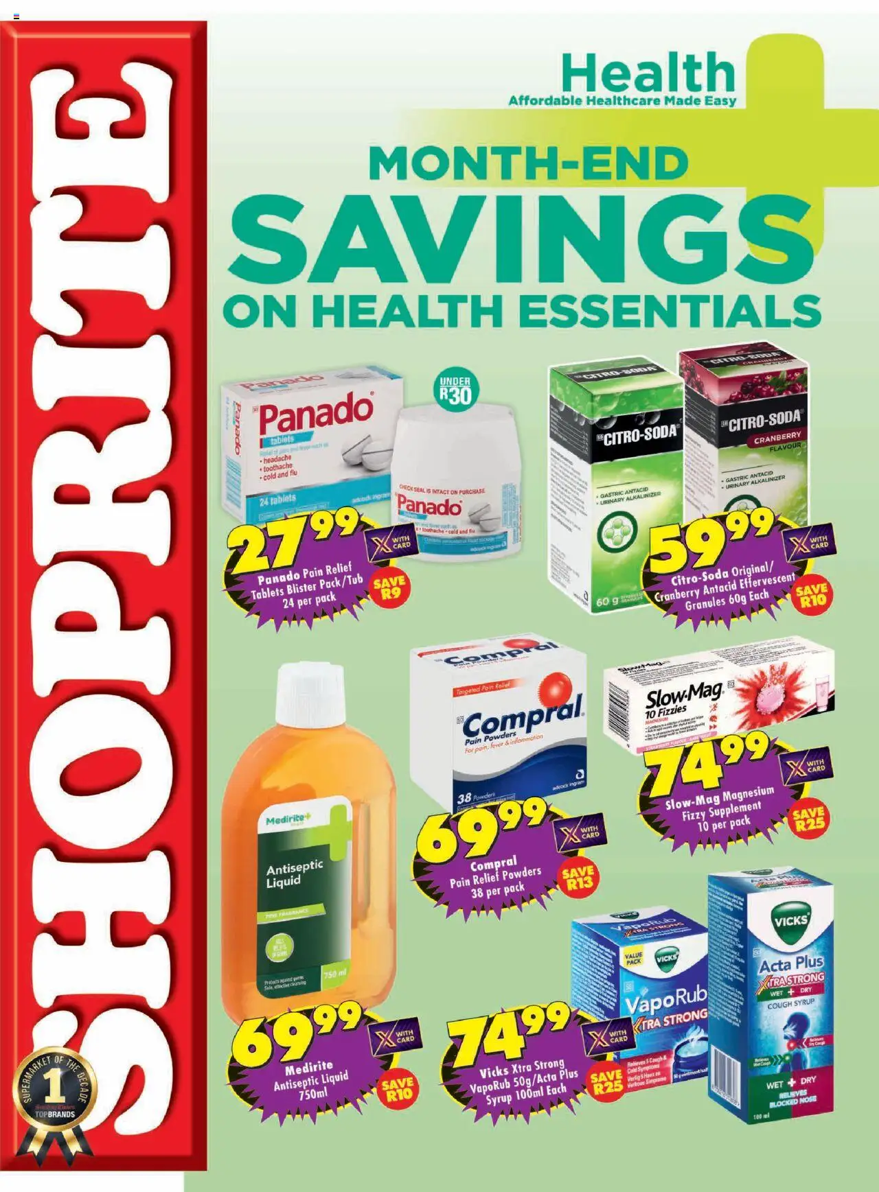 Shoprite Medirite Month End Savings 25/08 - 07/09/2025 >> Catalogue