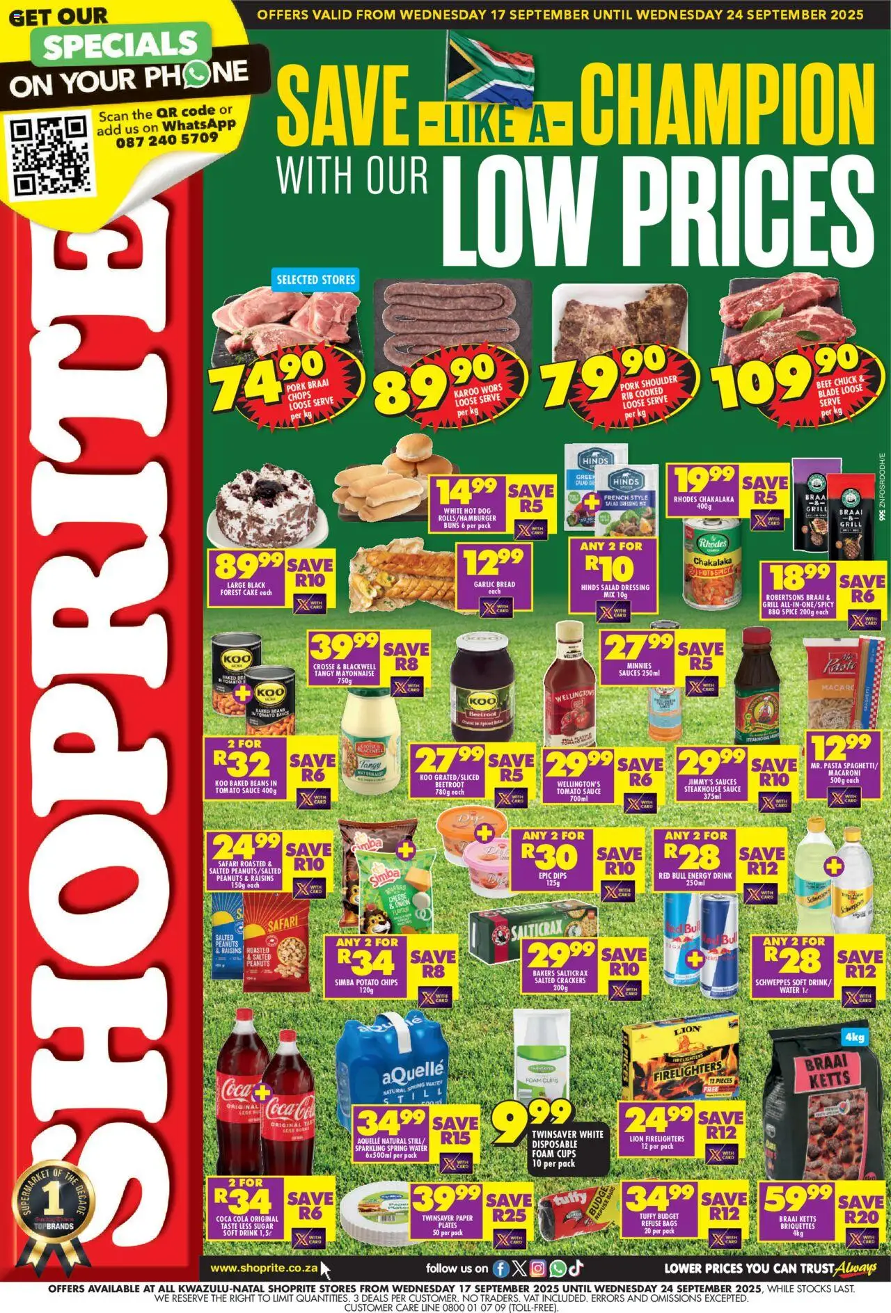ShopRite special for this week Wednesday 17 September KwaZulu-Natal – Low Price Braai