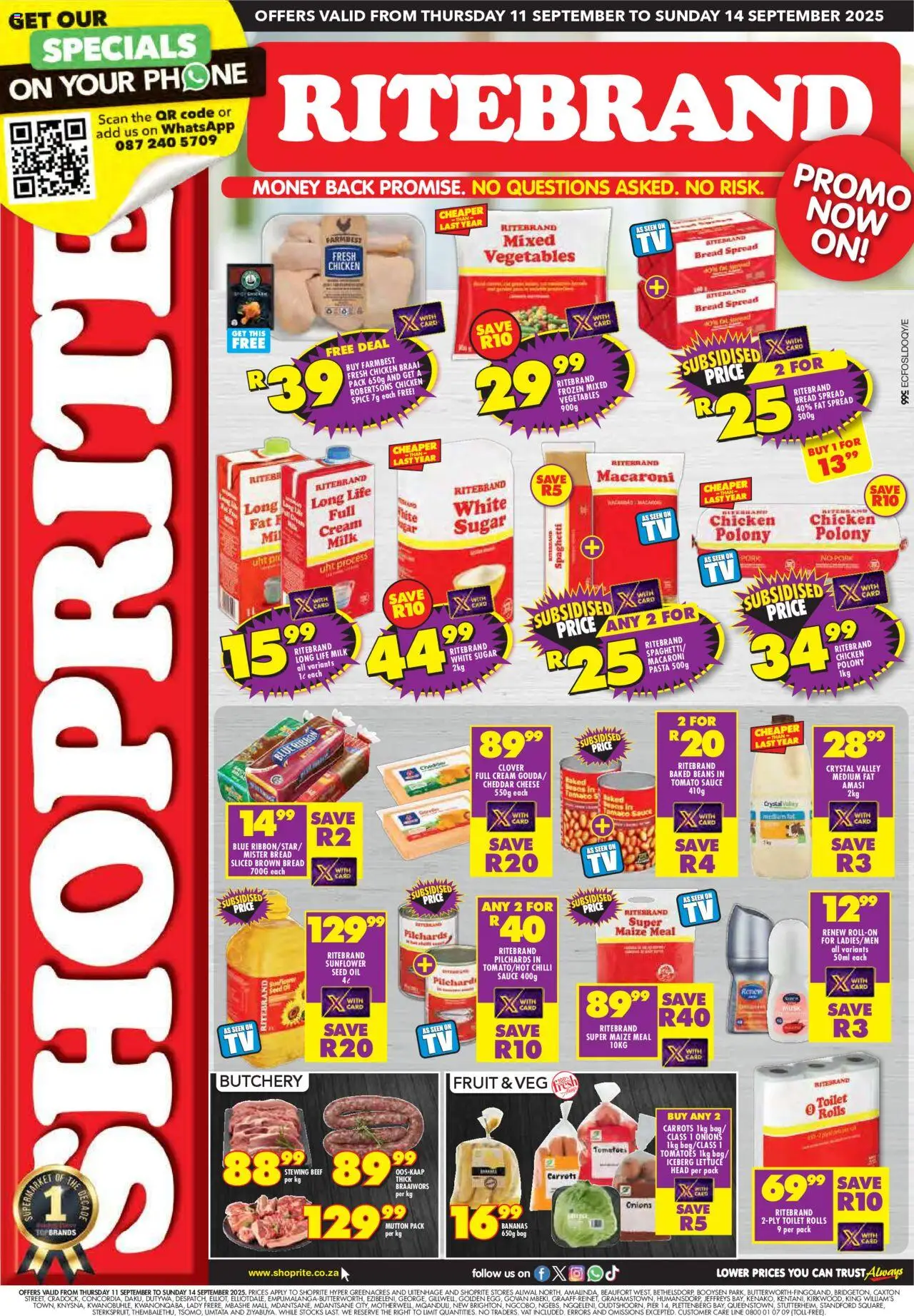 Shoprite Eastern Cape - Ritebrand Savings Promo 11/09 - 14/09/2025 >> Catalogue