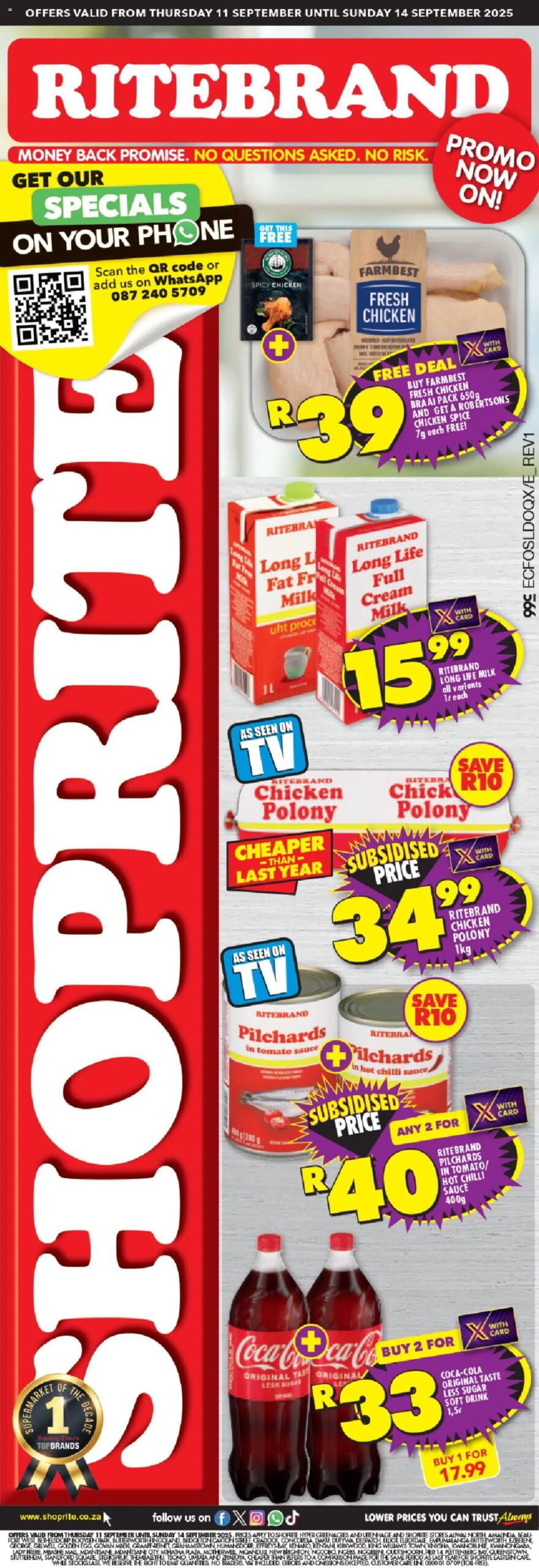 Shoprite Eastern Cape - Ritebrand Savings Promo Extra 11/09 - 14/09/2025
